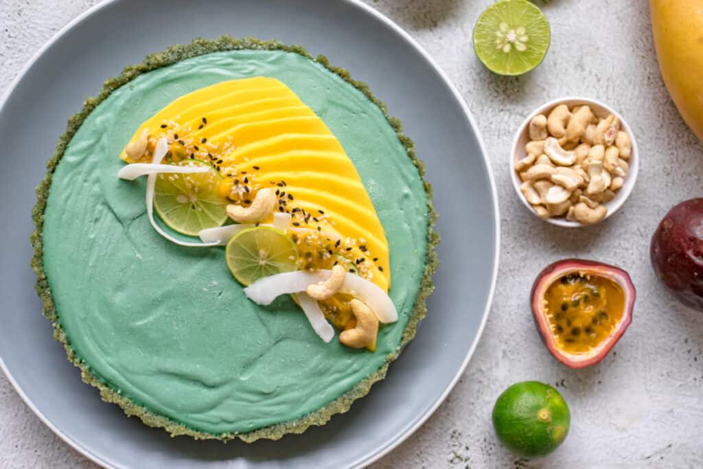 vegan key lime pie cheesecake ready to slice