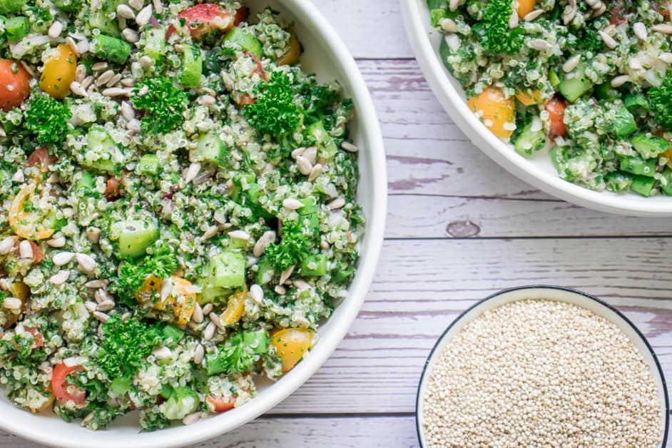 2 bowls of quinoa tabbouleh for meal prep