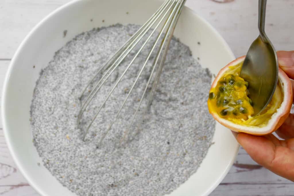 adding-passion-fruit-to-chia-seed-pudding