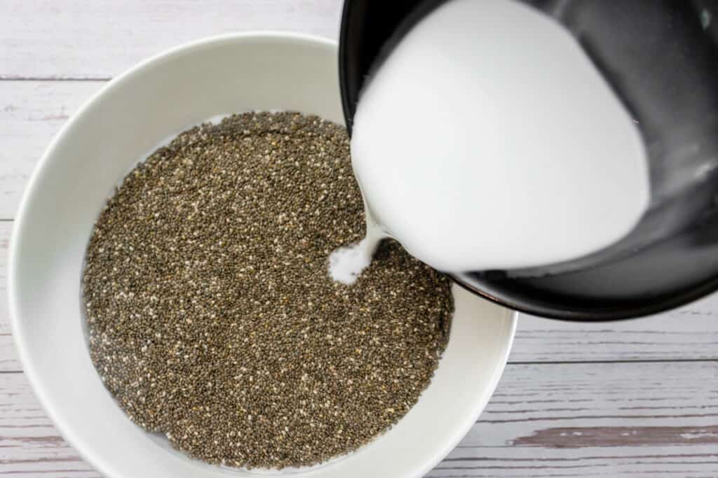 adding-coconut-milk-to-chia-seed-pudding