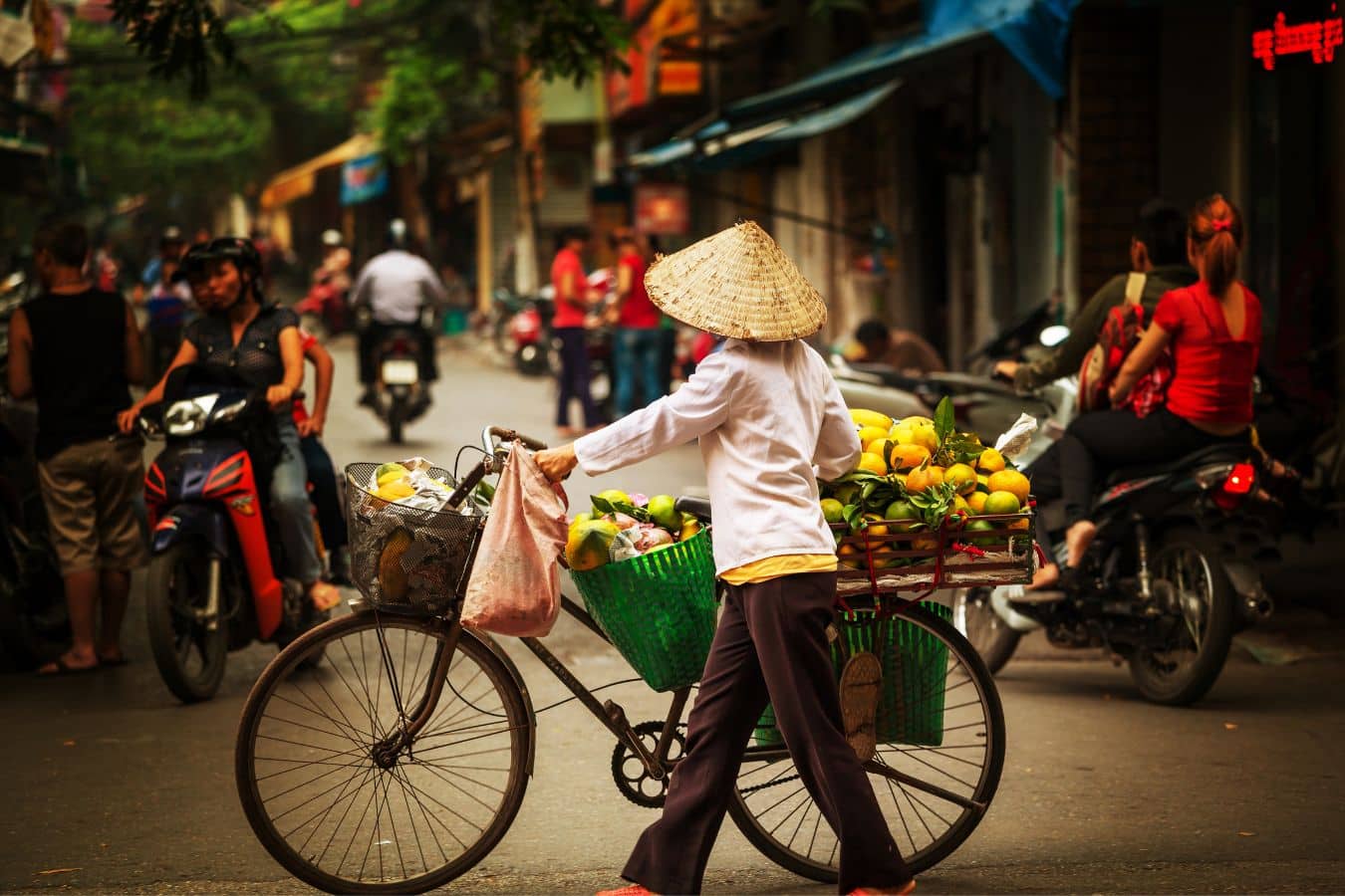 Vietnamese-street-food-lady-with-a-bicycle