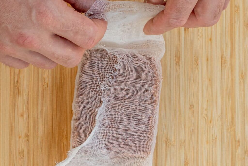 securing-tofu-miso-in-muslin-cloth