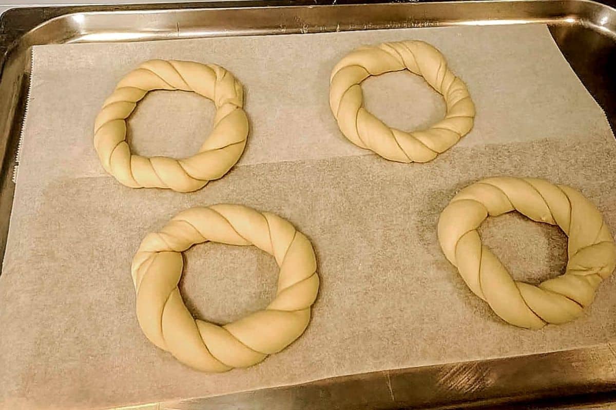 chill simit dough in the fridge for 10 minutes before dipping