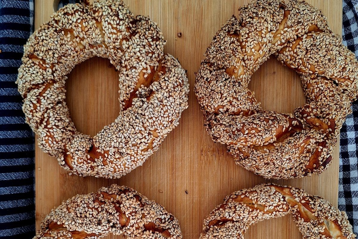 simit out of the oven