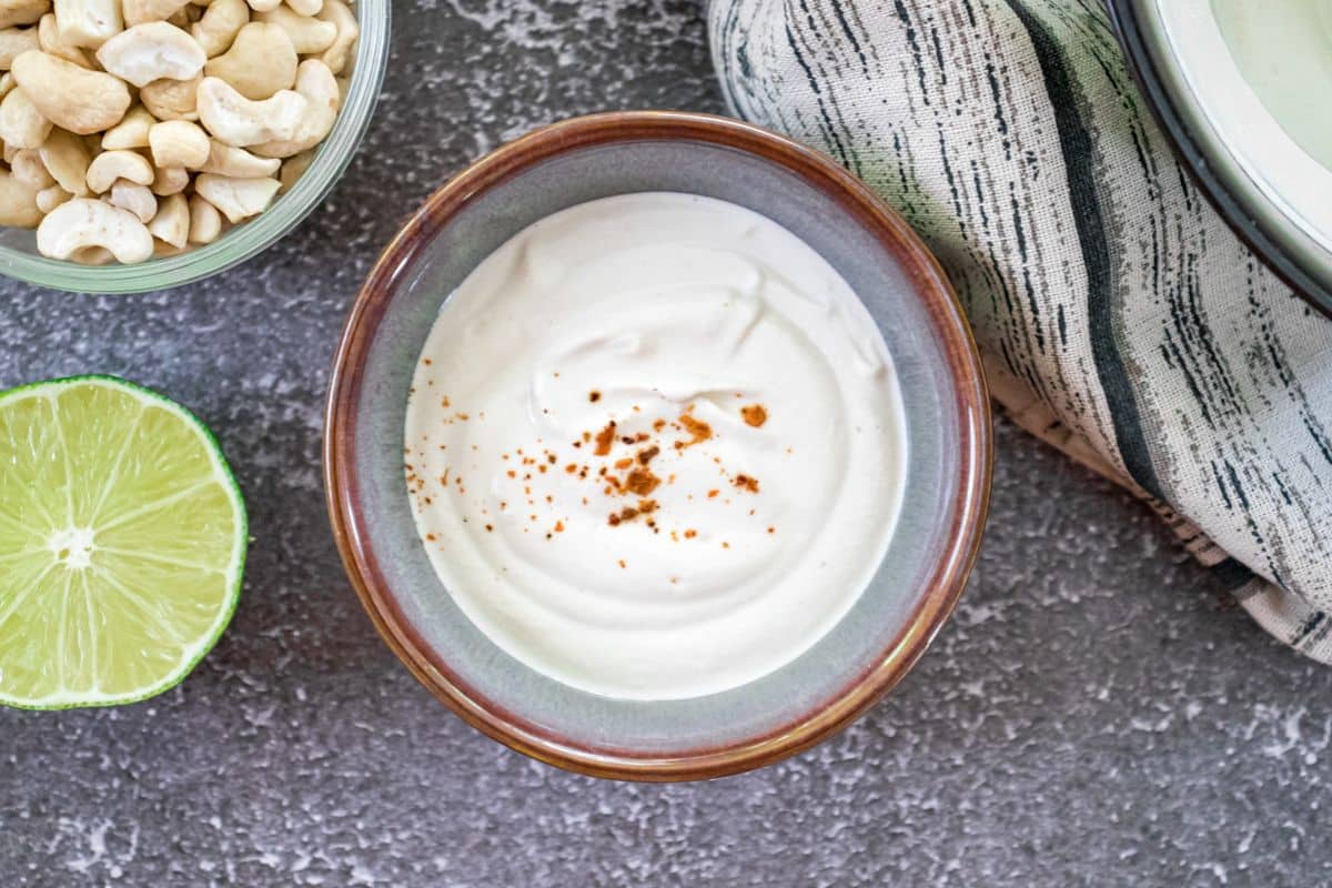 Smooth dairy-free cashew sour cream, perfect for tacos, bowls and plant-based recipes