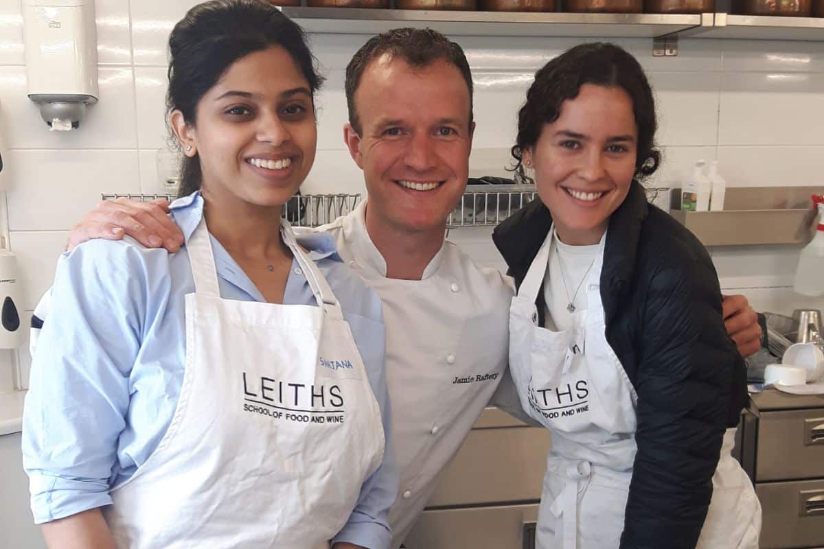Chef Jamie Raftery teaching raw food and fermentation as part of a practical nutrition cookery class at leiths cookery school