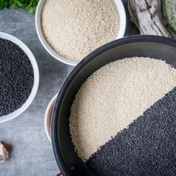 sesame seeds laid out for making Japanese sesame salt