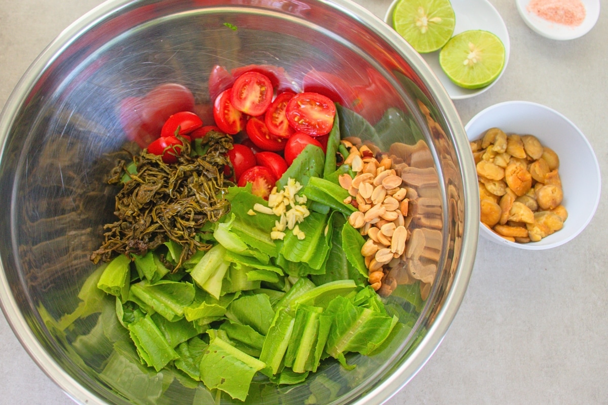 Toasted peanuts added to Burmese Tea Leaf Salad