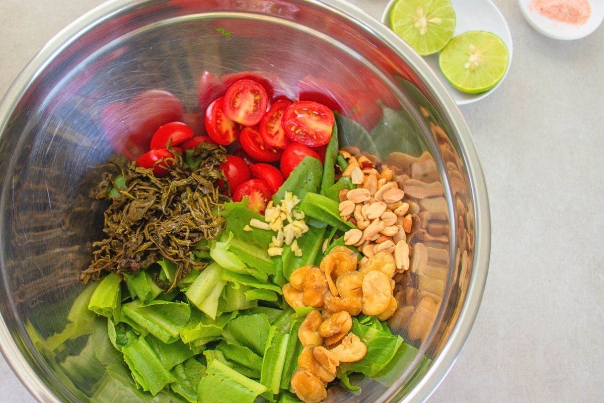Crispy fava beans added to Burmese Tea Leaf Salad