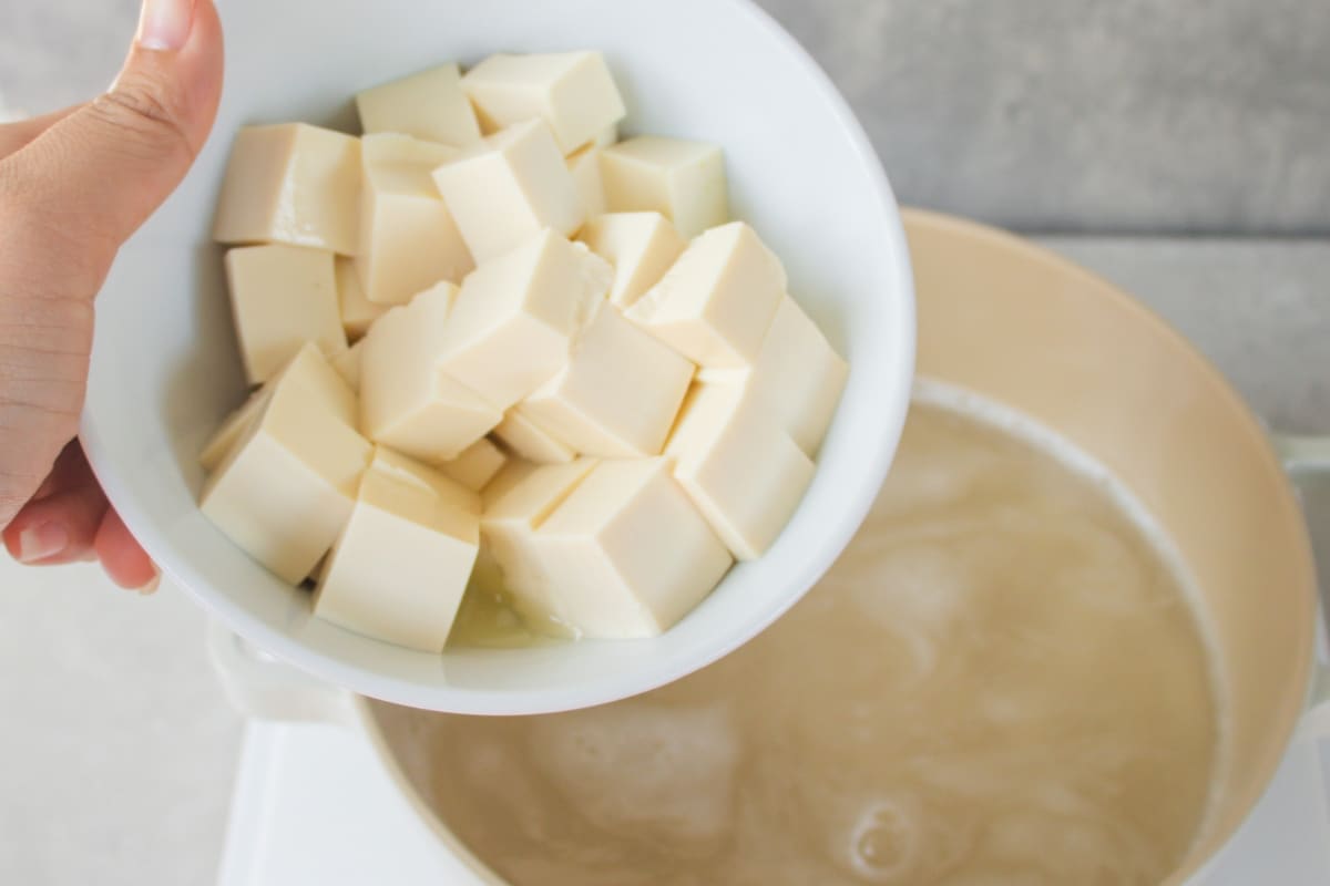 diced tofu for miso soup